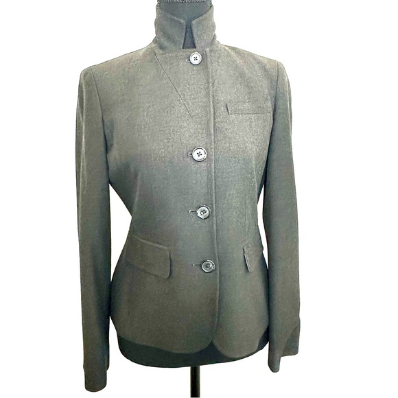 DKNY City | Gray Green Lined Three Button Long Sleeve Career Suit Coat Jacket 2P - Picture 2 of 14